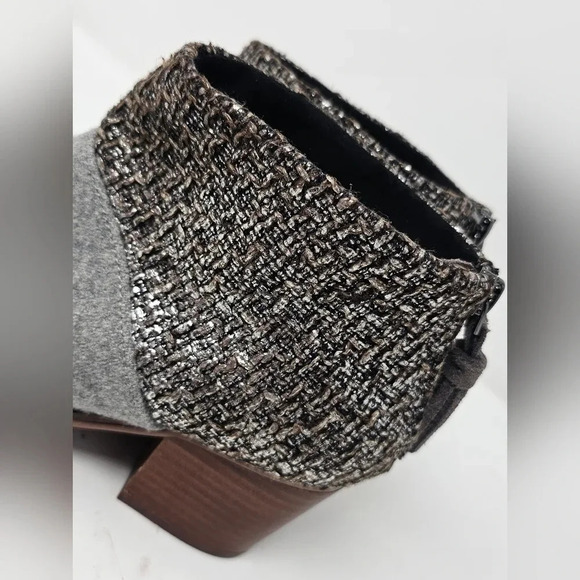 Tom’s Leila Back Zip Felt Wool Ankle Boots Booties Stacked Heel Gray Size 6.5 - Picture 5 of 10